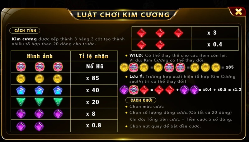 Hướng dẫn cách chơi Kim Cương tại cổng game Hit Club