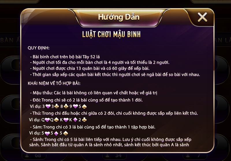 Nắm rõ các tổ hợp bài trong game bài đổi thưởng Mậu Binh Sunwin