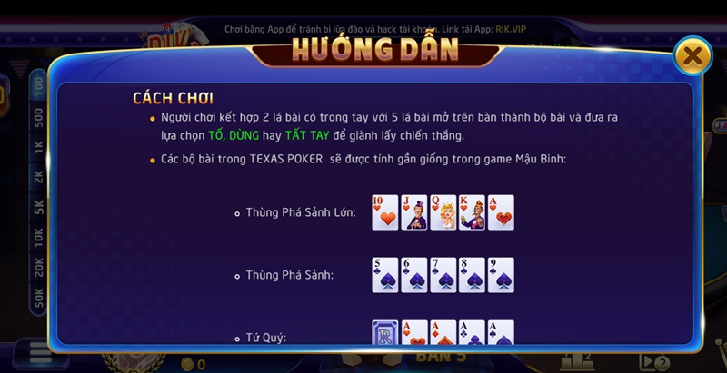 Tạo ra kết hợp bài Texas Poker mạnh nhất